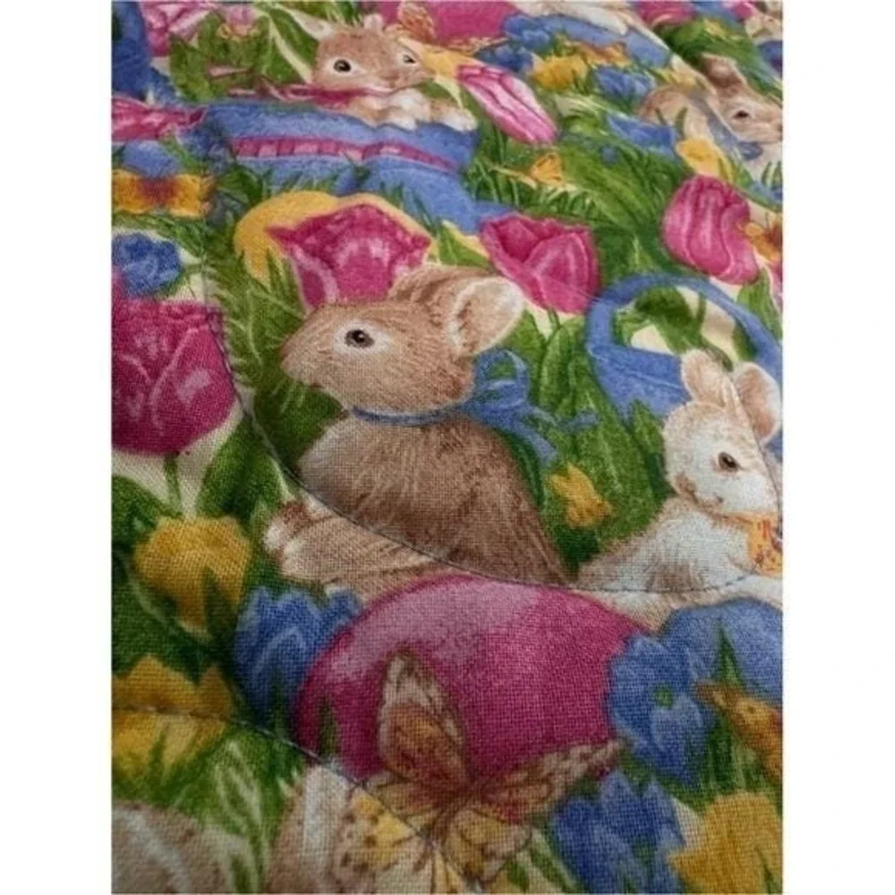Handmade Quilt Bunnies Tulips Easter Eggs Spring 51